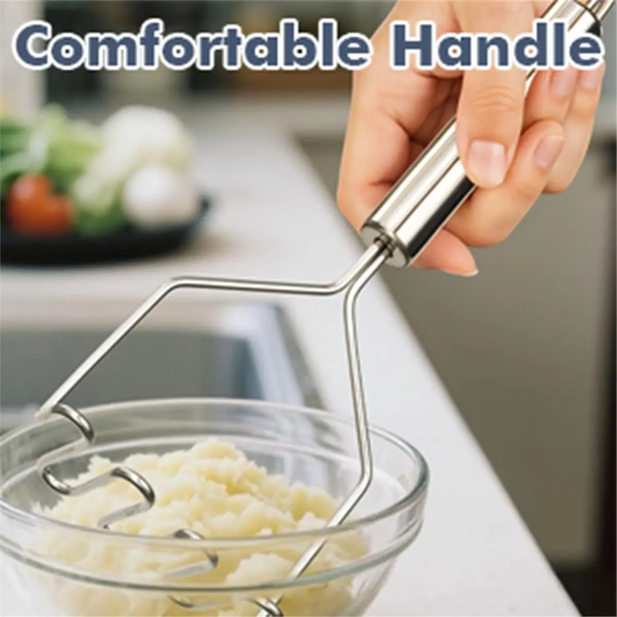 2PCS Mashed Potato Masher - Stainless Steel Potato Smasher, Masher Kitchen Tools & Utensils for Avocado, Bean, Salad