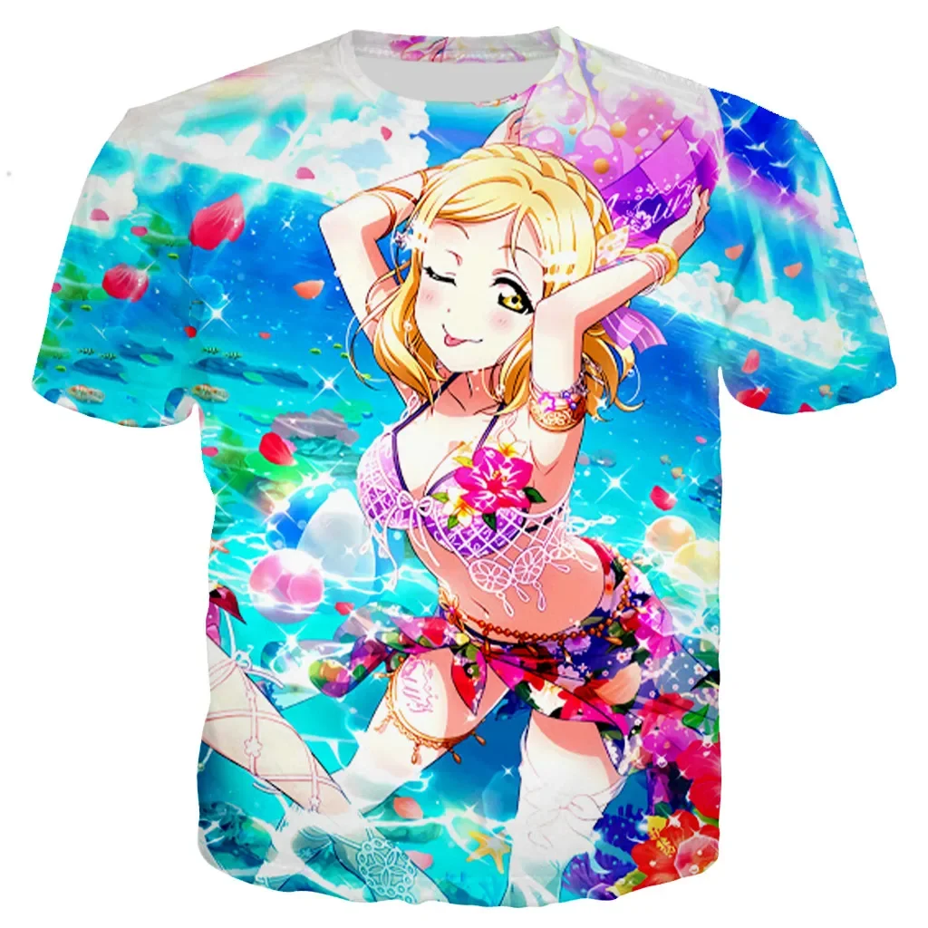 Summer 2023 New 3D Printed Sexy Anime Beach Girl Men/women Fashion Love Live T-shirt Casual Style Shirts Oversized Clothing