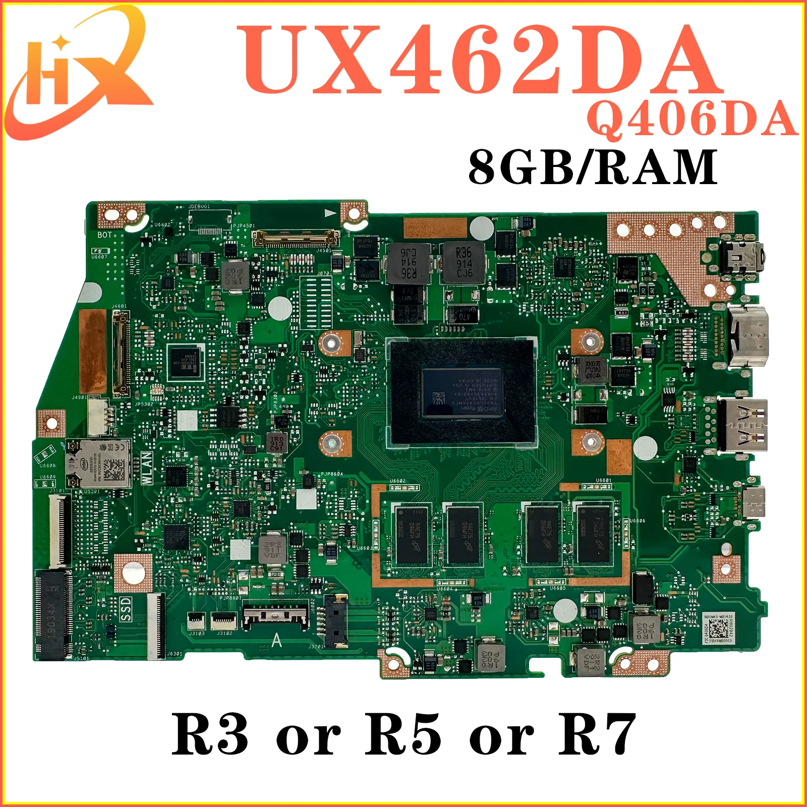 Asus,ux462da,ux462d,um462da,q406da,q406d,r3,r5,r7,第3世代,8GB RAM用のノートブックマザーボード