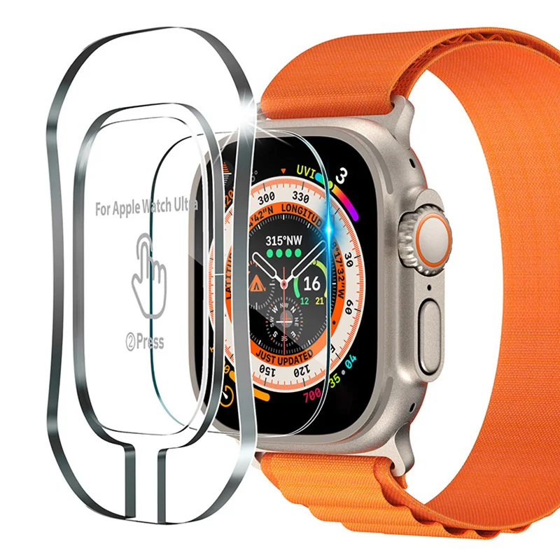 Pellicola in vetro temperato per Apple Watch Ultra 49mm con Stick automatico strumento di protezione dello schermo HD per accessori iWatch Ultra 49mm