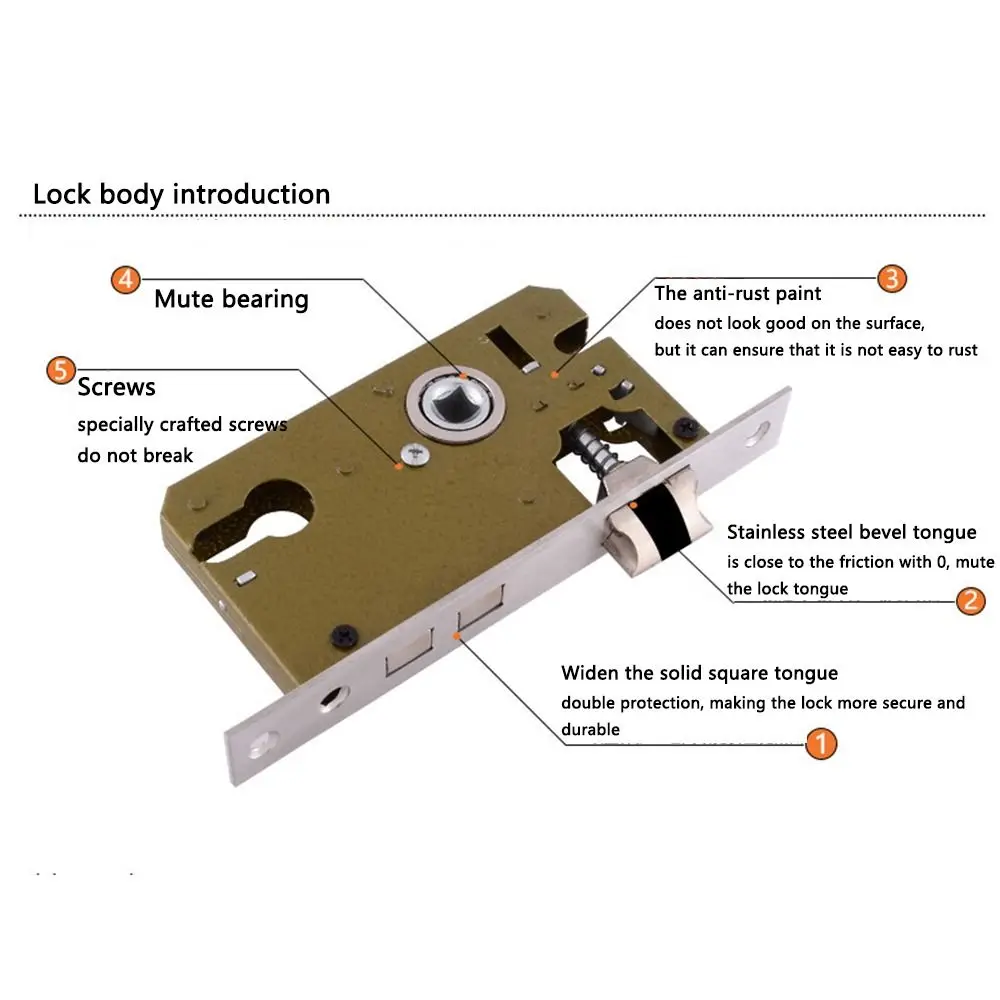

European Style Door Handle Locks Set Vintage Anti-theft Security Lock with 3pcs Keys Easy Install Interior Door Knobs Bedroom