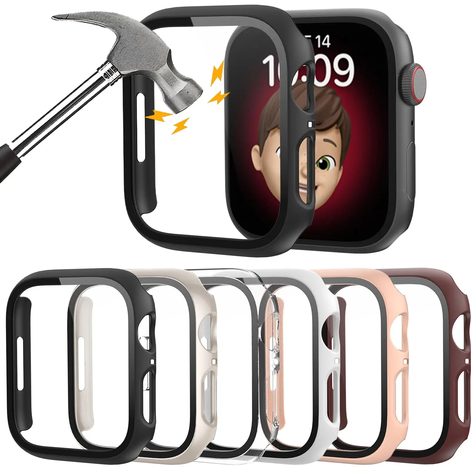 Screen Protector Case for Apple Watch Case 44mm 40mm 41 mm 45mm 42mm 38mm Accessories Glass+Cover iwatch Series 3/4/5/6/7/8/9/SE