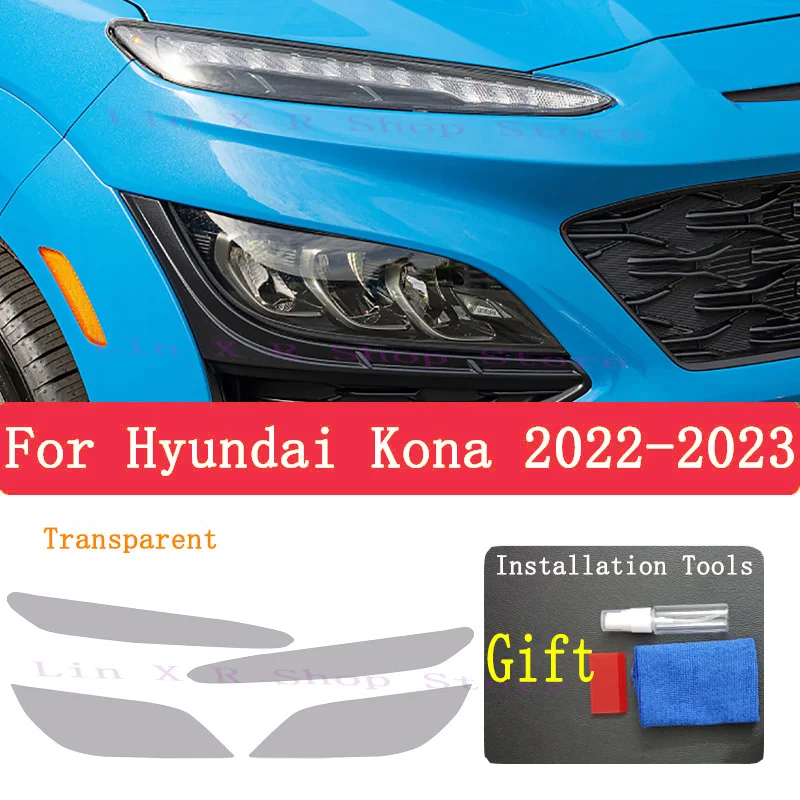 For hyundai Kona Encino 2022 2023 Car Exterior Headlight Anti-scratch Front Lamp Tint TPU Protective Film Accessories Sticker 