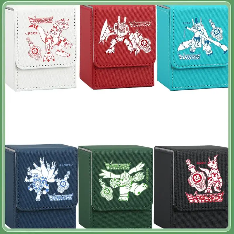 Digimon Adventure Card Case Growmon Gargomon Kyubimon Rapidmon Taomon Leather Action Figures Anime Game Collection Storage Box