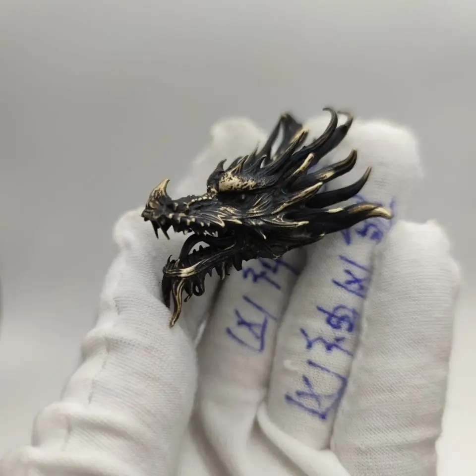 

Vintage Handmade Brass Dragon Statue Pendant Figurines Feng Shui Miniatures Decoration