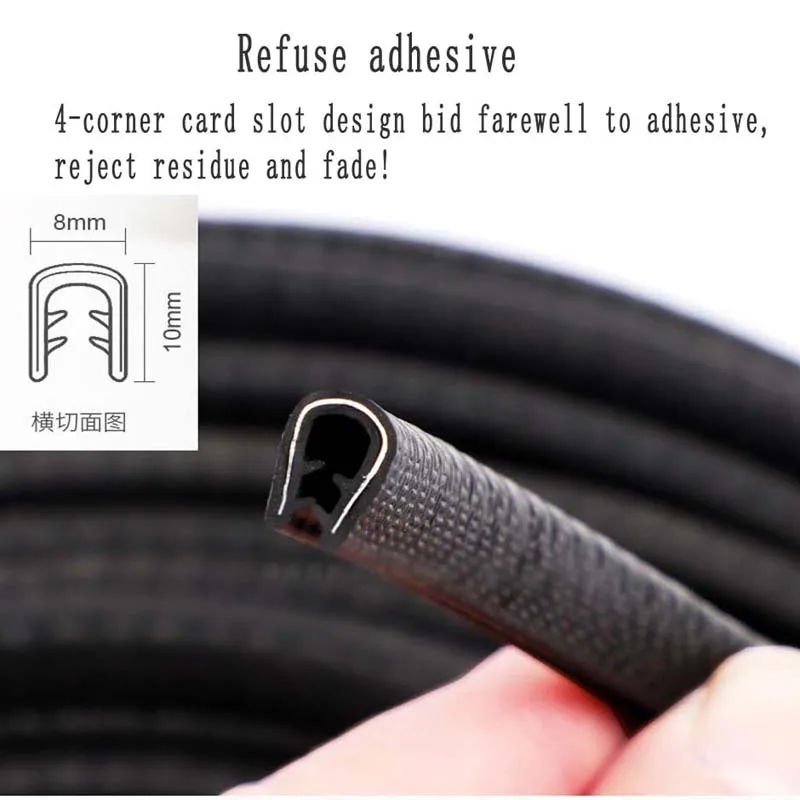 5M PVC Door Anti-collision Strip Heat-resistant U-shaped Decorative Rubber Strip Skeleton Edge Wrapping Sealing Strip