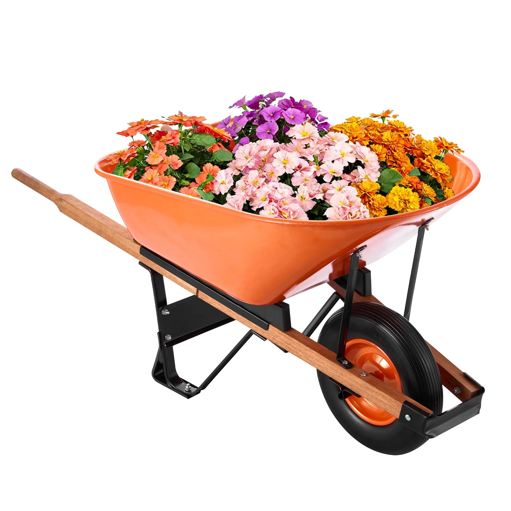 SucceBuy Wheelbarrow Cart 330/397 lbs Capacity 1/2 Wheel Garden Dump Cart Wheel Barrow with Handle &  10/16
