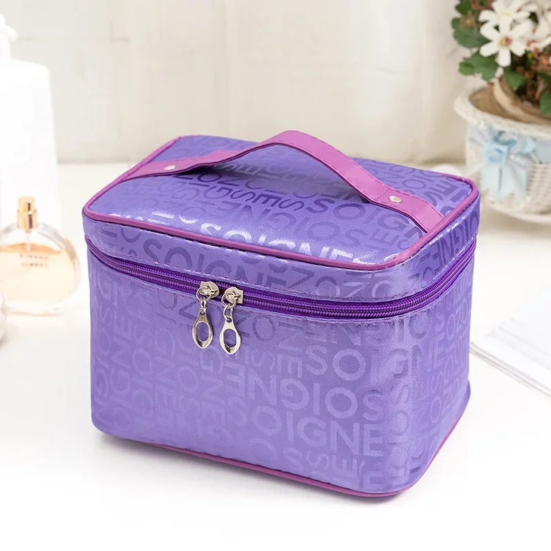 Bolsa de maquillaje de gran capacidad para mujer, bolsa de almacenamiento de cosméticos, bolsas de aseo plegables, bolsa de cosméticos de mano