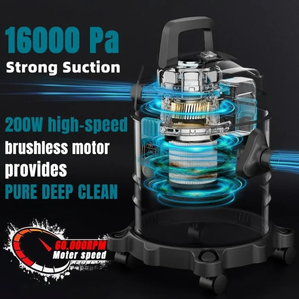 4 جالون متجر لاسلكي متوافق مع بطارية ماكيتا 18 فولت، مكنسة متجر لاسلكية رطبة وجافة مع شفط قوي 16 كيلو باسكال وبلو #2