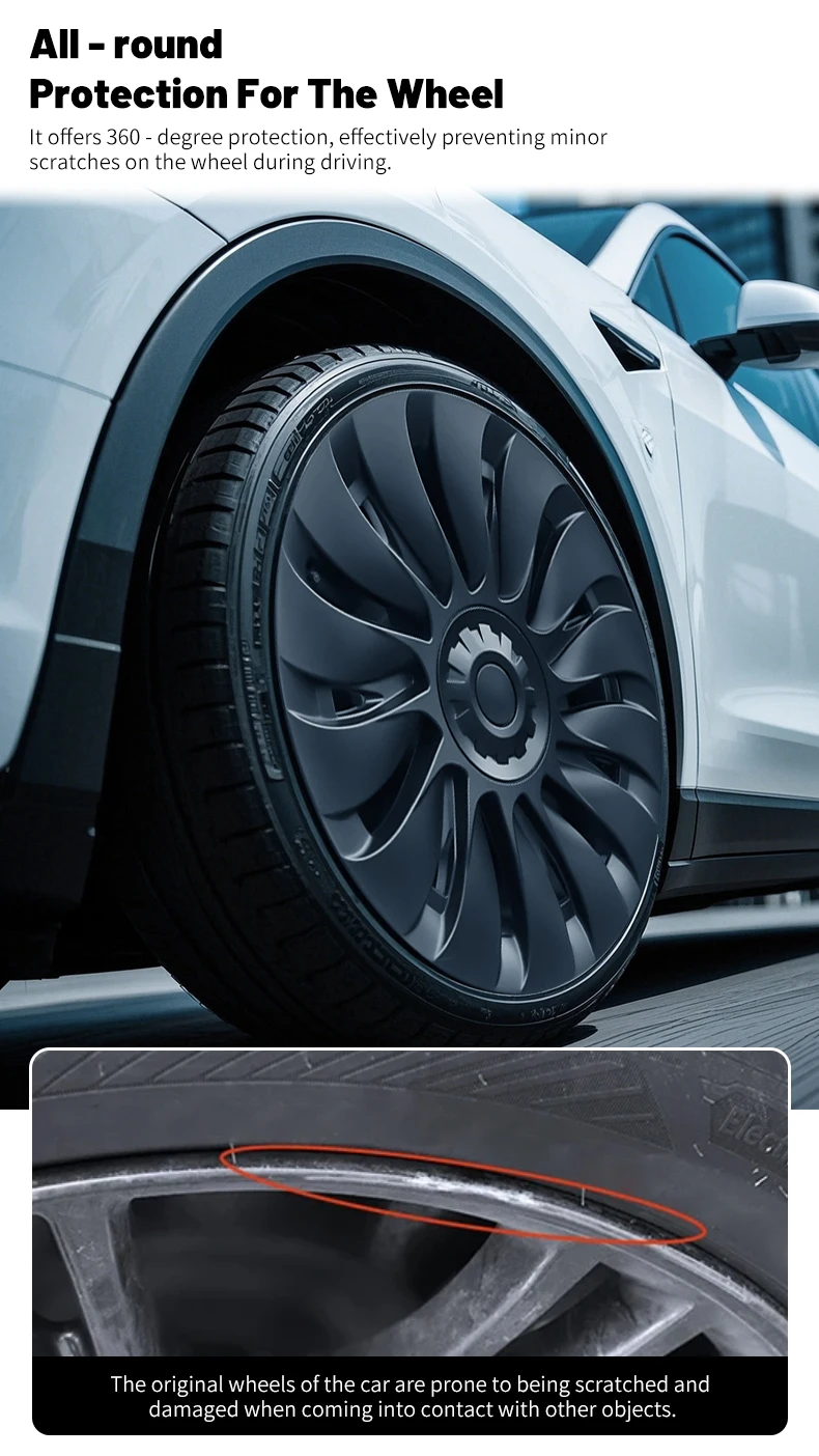 Design für Tesla Model Y (2020-2024) 19-Zoll Blade-Style Radkappen Vollständige Abdeckung Radzierblenden Auto-Ersatzteile (4 Stück) – Detail 5
