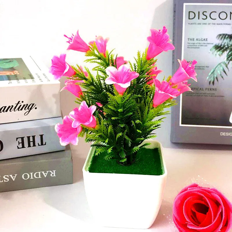 Decorazione Pianta artificiale Ufficio Tavolo in vaso Matrimonio Casa Interno Fiore di giglio Pigna Decorazione del negozio di plastica