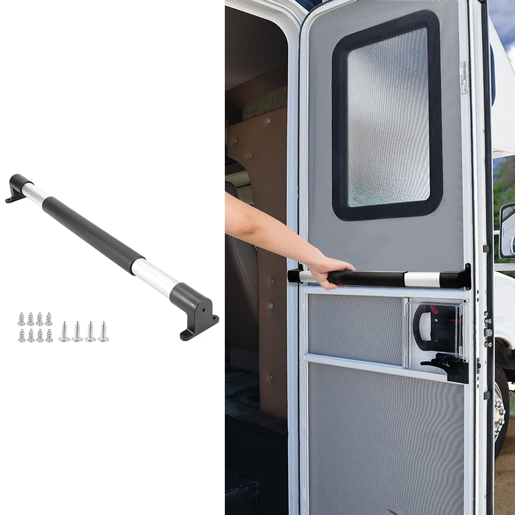 

Secure RV Screen Door Cross Bar Handle Adjustable Telescopic Rod Non Slip Ergonomic Grip For Caravan For Motorhome
