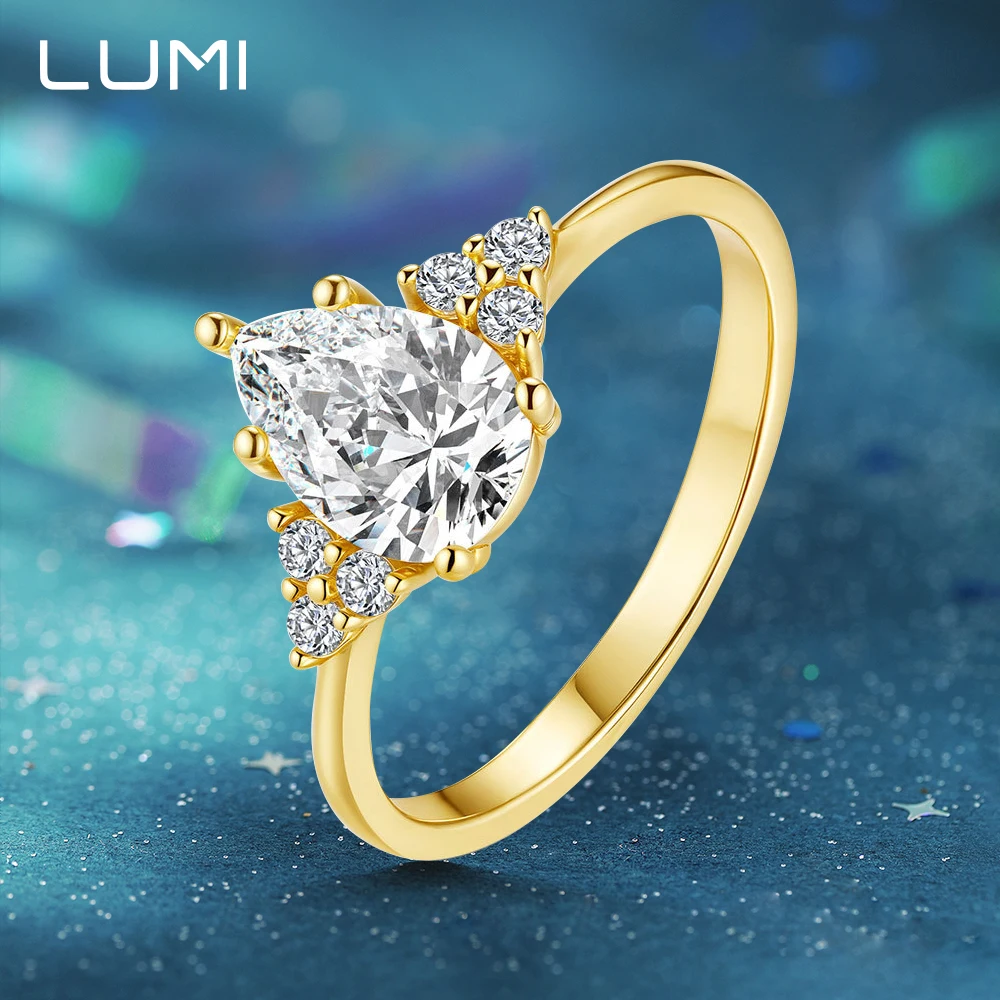 

1.5ct 6*8mm Waterdrop Moissanite Ring 925 Sterling Silver Wedding Eternity Engagement Band for Women Beautiful Daily Wear