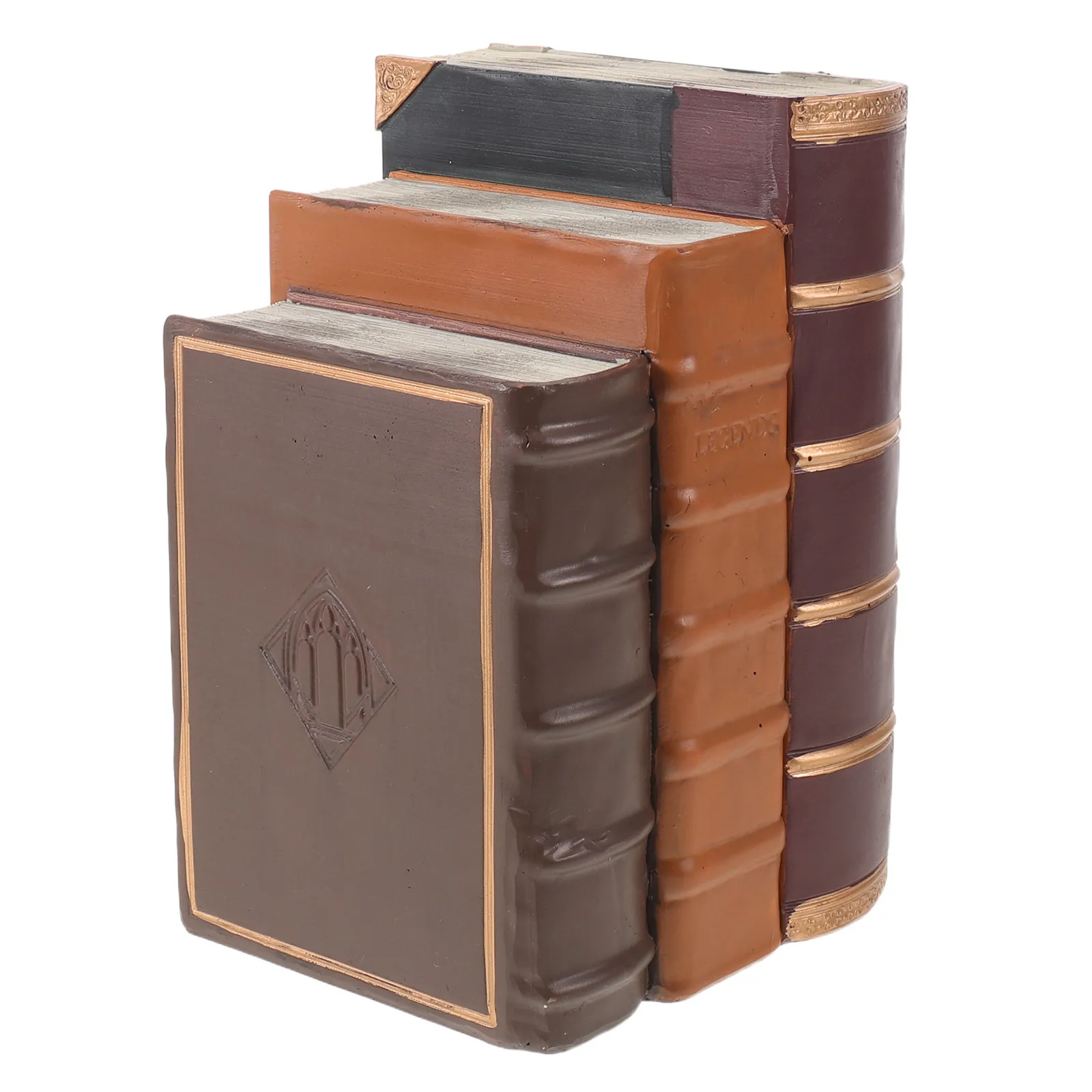 1 Set Of 3 Stacked Book Simulation Book Vintage Resin Book Model Bookends Classical Decorative Faux Books Coffee Bookshelf Props