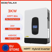 ECGSOLAX 3KW Solar Hybrid Inverter 24V 230V With 80A MPPT Charging Controller Off-grid Hybrid Solar Inveter 3000W Max PV 450VDC