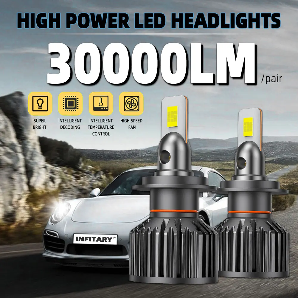 Infitary High Power 110W H7 LED Headlight H4 Lamp Bulb for Car H1 H11 HB3 9005 HB4 9006 CANBUS Lights for Vehicles 12V Headlamp view 2