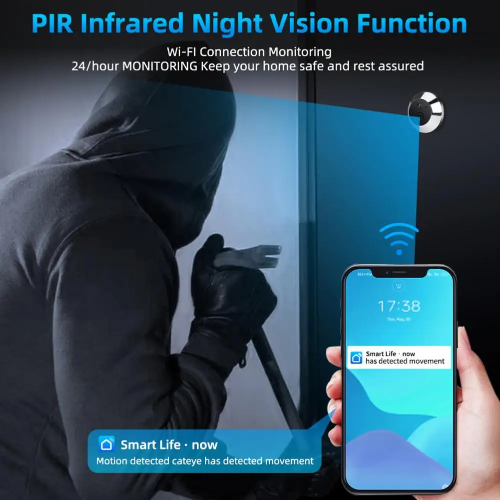 1080p Resolution Doorbell Video Doorbell with Motion Sensor 1080p Resolution Video Doorbell with 120 Degree Wide Angle for Home