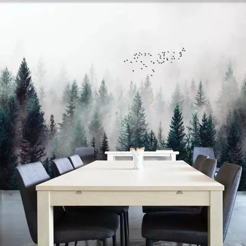 beibehang Custom wallpaper 3d photo mural modern fresh fog forest cloud fog bird Nordic sofa background wall papers home decor