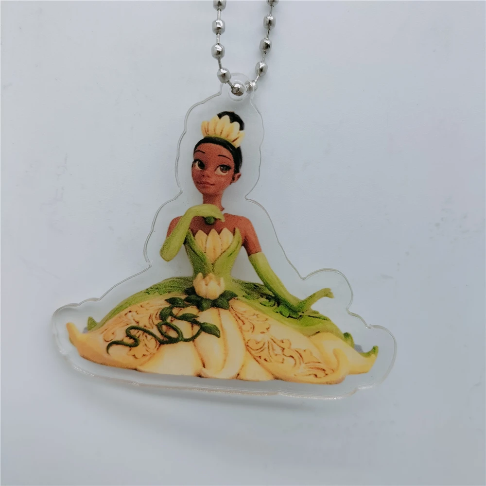 Princess Tiana Acrylic Decorations New Year Christmas Tree Stone Crafts 2D Flat Home Ornament Decoration Pendant 6x5cm 1Pcs