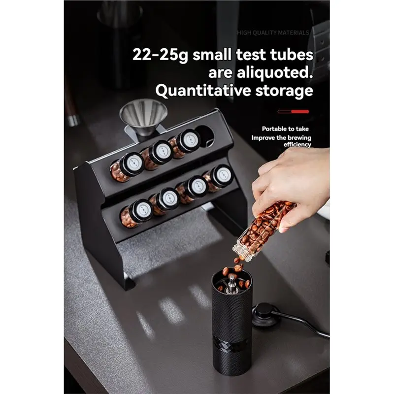 A94E-One-Way Exhaust Valve Funnel Coffee Bean Storage Rack 22-25G Single Dose Coffee Bean Sample Tubes