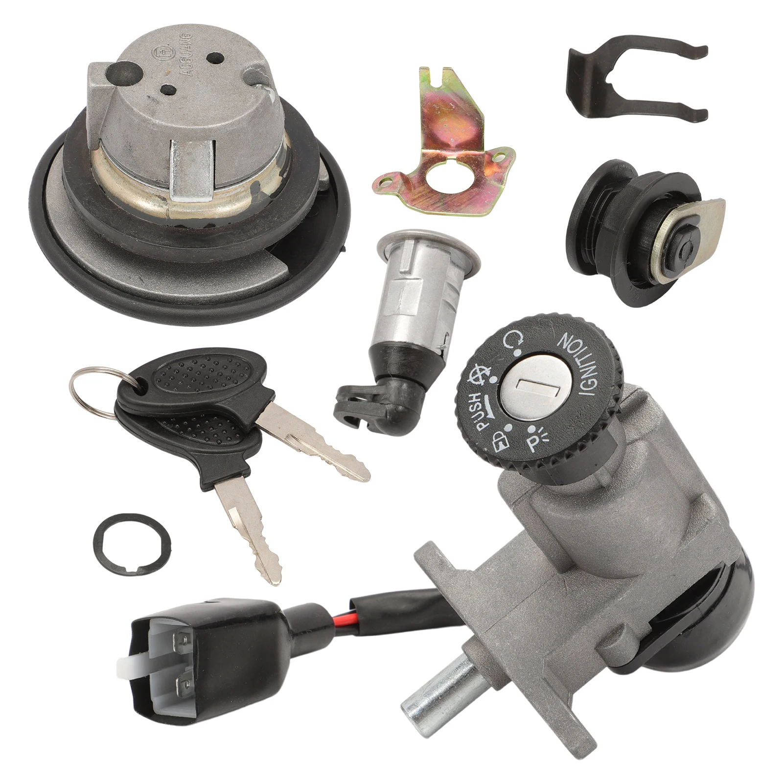 

1 Set Ignition Lock Fuel Cap Seat Lock Compatible with 50 ccm, CPI Hussar, Oliver Sport City, Popcorn, Keeway RX8, RY8 (4 Pin)