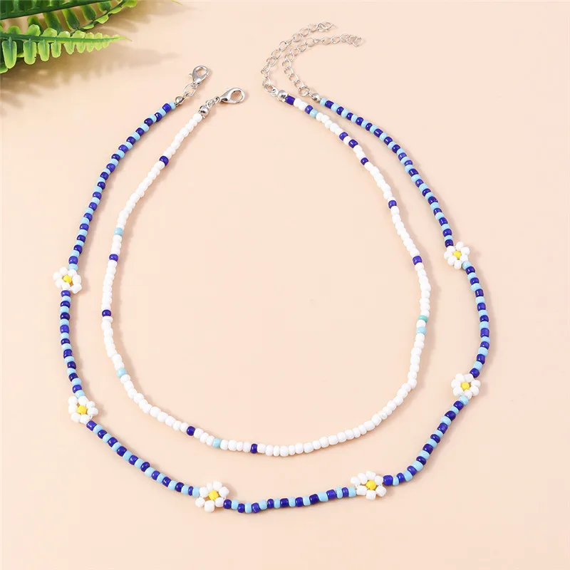 Sommer Boho Korea Schöne Blumen Samen Perlen Halskette Aussage Kurzen Kragen Choker Halskette für Frauen Urlaub Schmuck Geschenke – Detail 12