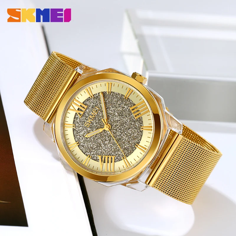 Skmei relógio masculino feminino moda fina relógio simples negócios malha de aço inoxidável relógio de quartzo relojes para hombres relógio