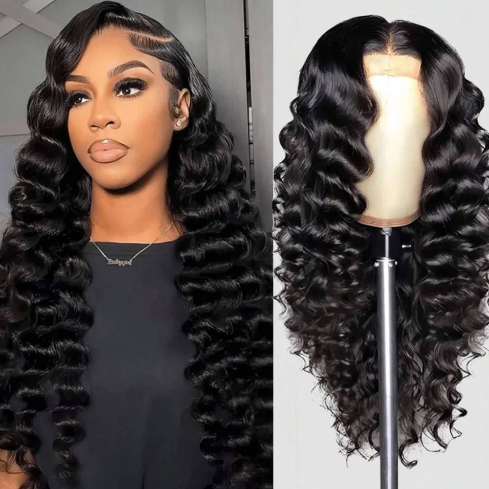 13x4ディープウェーブレースフロントウィッグ人毛プレプラッキング済み200%密度13x6 HD透明レースフロントウィッグ人毛ウィッグ人毛