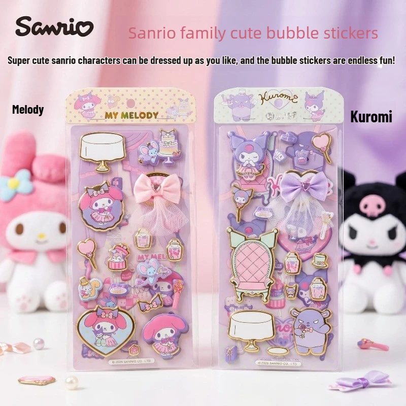 

Kuromi 3D Stereo Dress Up Stickers Diy Cute Gold Foil Border Cartoon Style Thick Foam Melody Hand Made Stickers Girls Gifts
