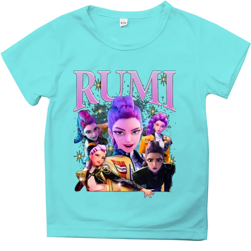 KPop Demon Hunters T-shirt per bambini T-shirt estiva a maniche corte Abbigliamento per bambini Streetwear Nuove film Stampa T-shirt per ragazze