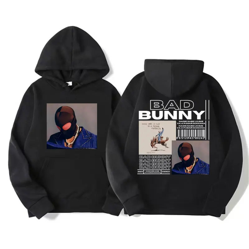 

Rapper Bad Bunny Album Cover Hoodies for Men Women Autumn/Winter Casual Sweatshirt Retro Hip Hop Oversized Hoodie Y2k Streetwear