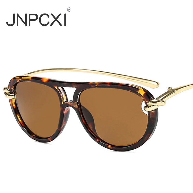 JNPCXI Ins Popular Fashion Double Bridges Pilot Women Luxury Sunglasses Brand Designer Oval Hollow Shades UV400 Men Sun Glasses