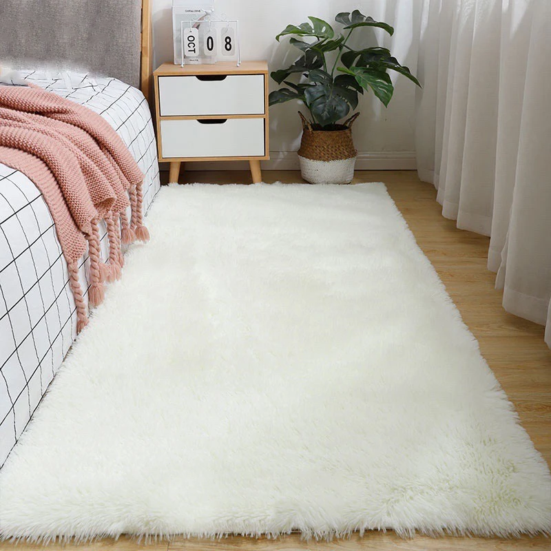 

Nordic Bedroom Plush Fur Carpet Long Hair Imitation Wool Pad Soft Rugs Sofa Living Room Hotel Carpet 6 Kinds Size