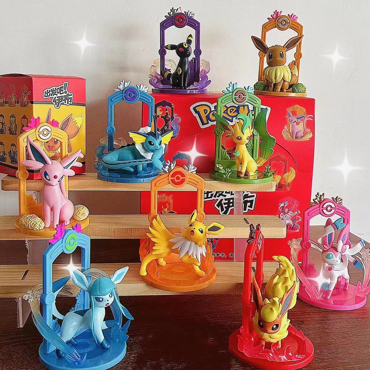 9pcs Pokemon Eevee Evolution Figure Set, Eevee Sylveon Espeon 