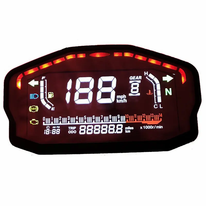 Velocímetro LCD LED para motocicleta, medidor de temperatura del agua y combustible, odómetro Digital, BMW, Honda, Ducati, Yamaha, Universal