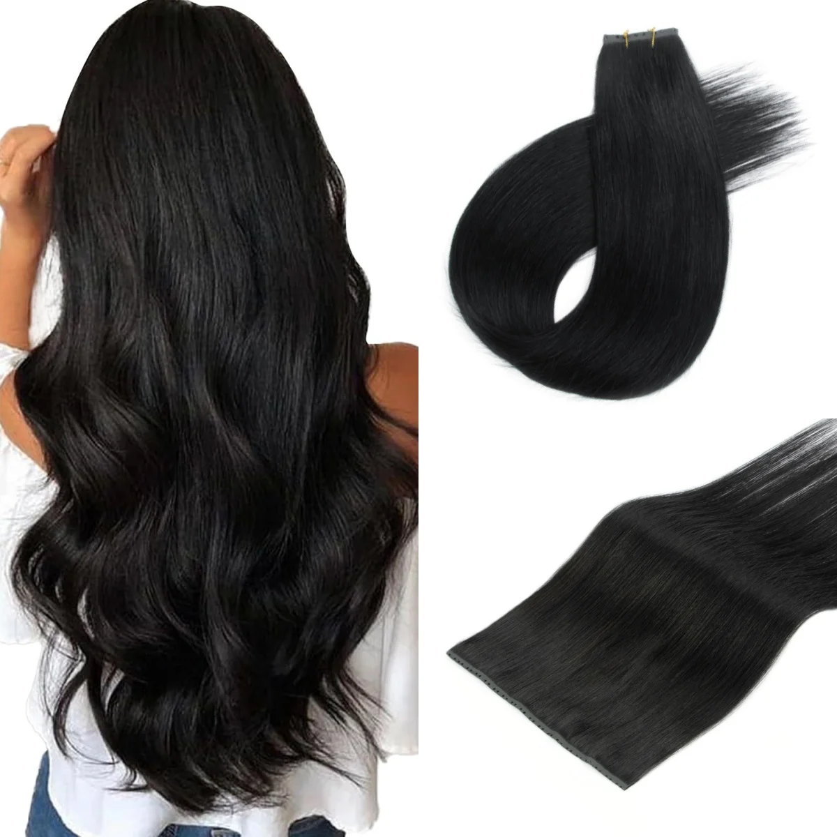 Extensions de cheveux naturels 16 pouces, trame papillon, sans colle, OVO Pu Hole Genius, nouées à la main, invisibles, DIY, double trame