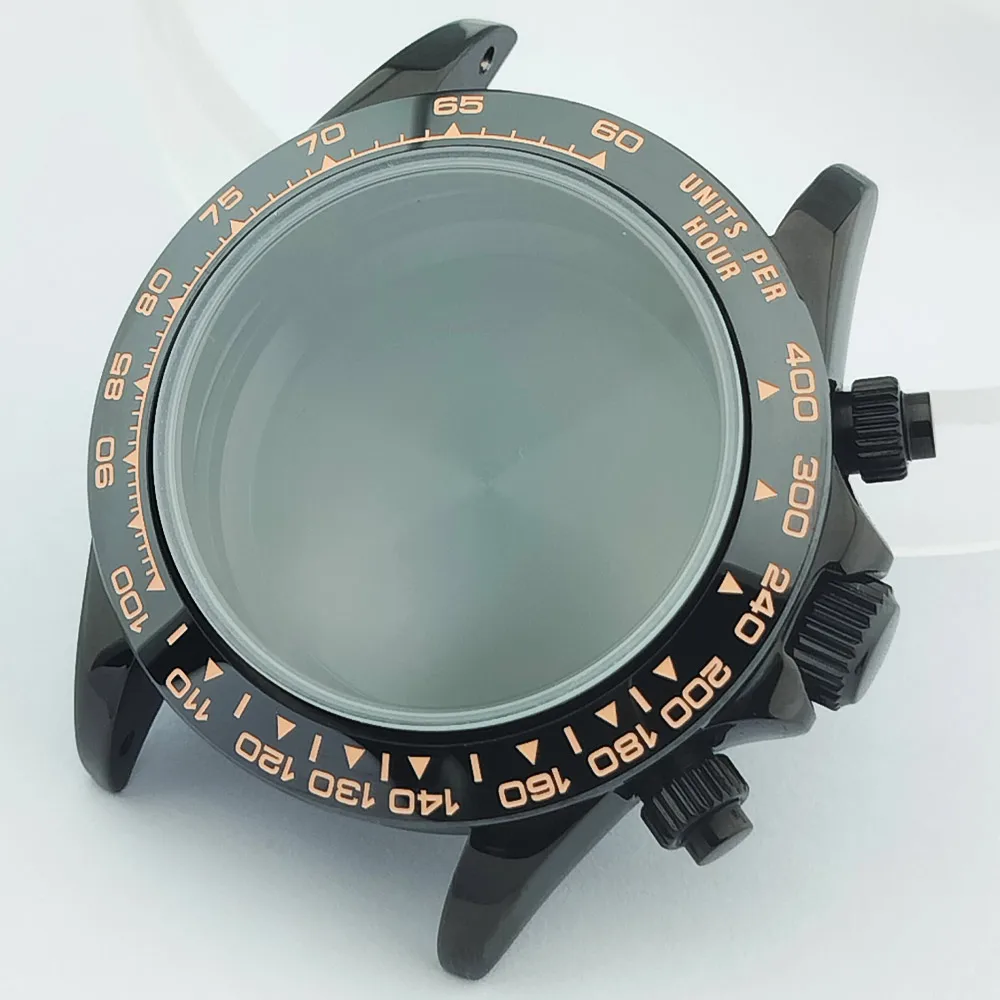 39-mm-Uhrenarmband aus Metall für Herren, passend für das VK63-Uhrwerk, mit Saphirglas, in den Farben Silber, Roségold und Schwarz, Uhrenzubehörteile. – Detail 32