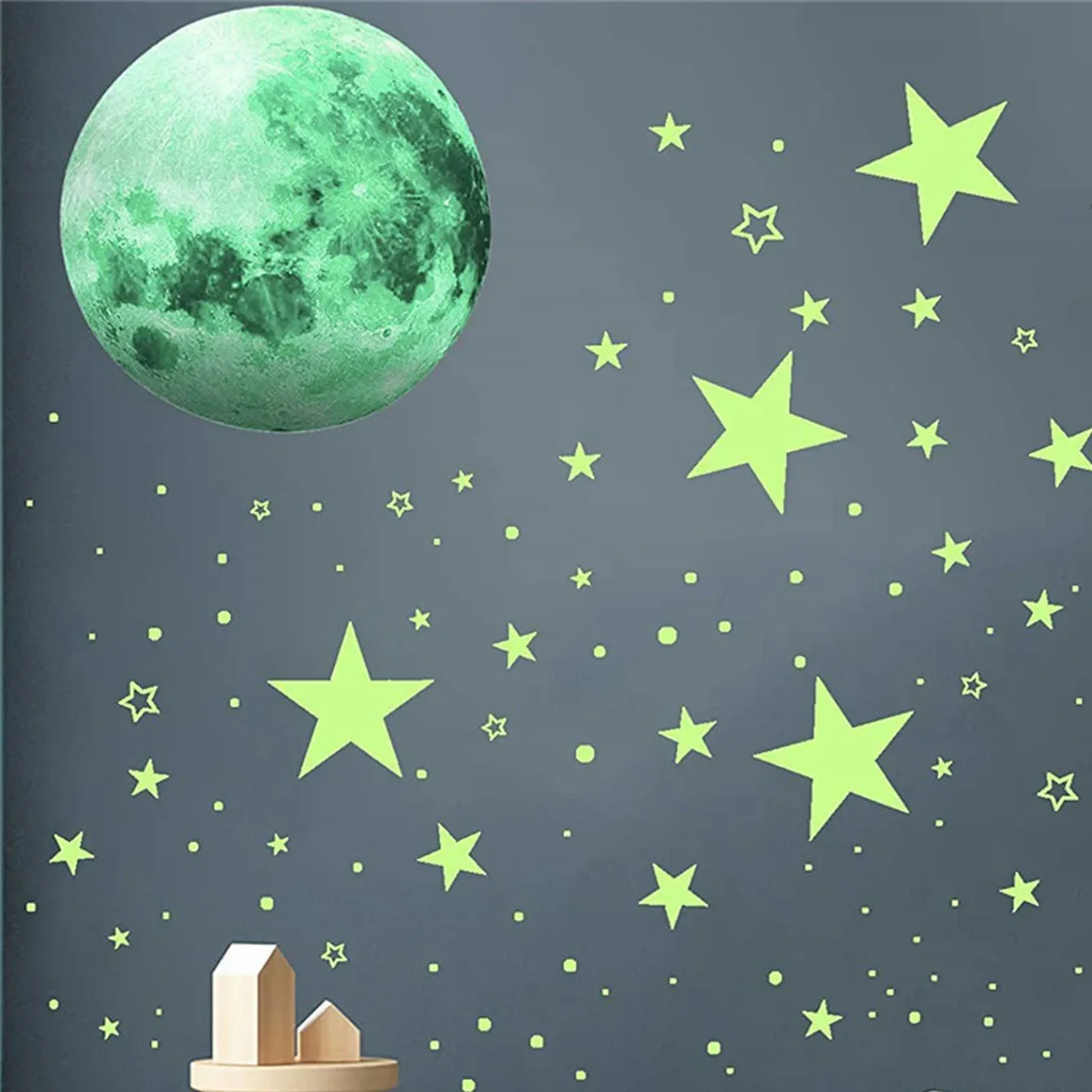 Aesthetic 3D Luminous Moon Star Wall Sticker Glow in The Dark Fluorescent Sticker PVC Home Kids Room Decals Wall Decor Wallpaper