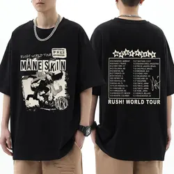 Rock Band Maneskin Rush World Tour 2023 T Shirt Men Women Vintage Hip Hop Oversized Casual Pure Cotton Casual T-shirt Streetwear