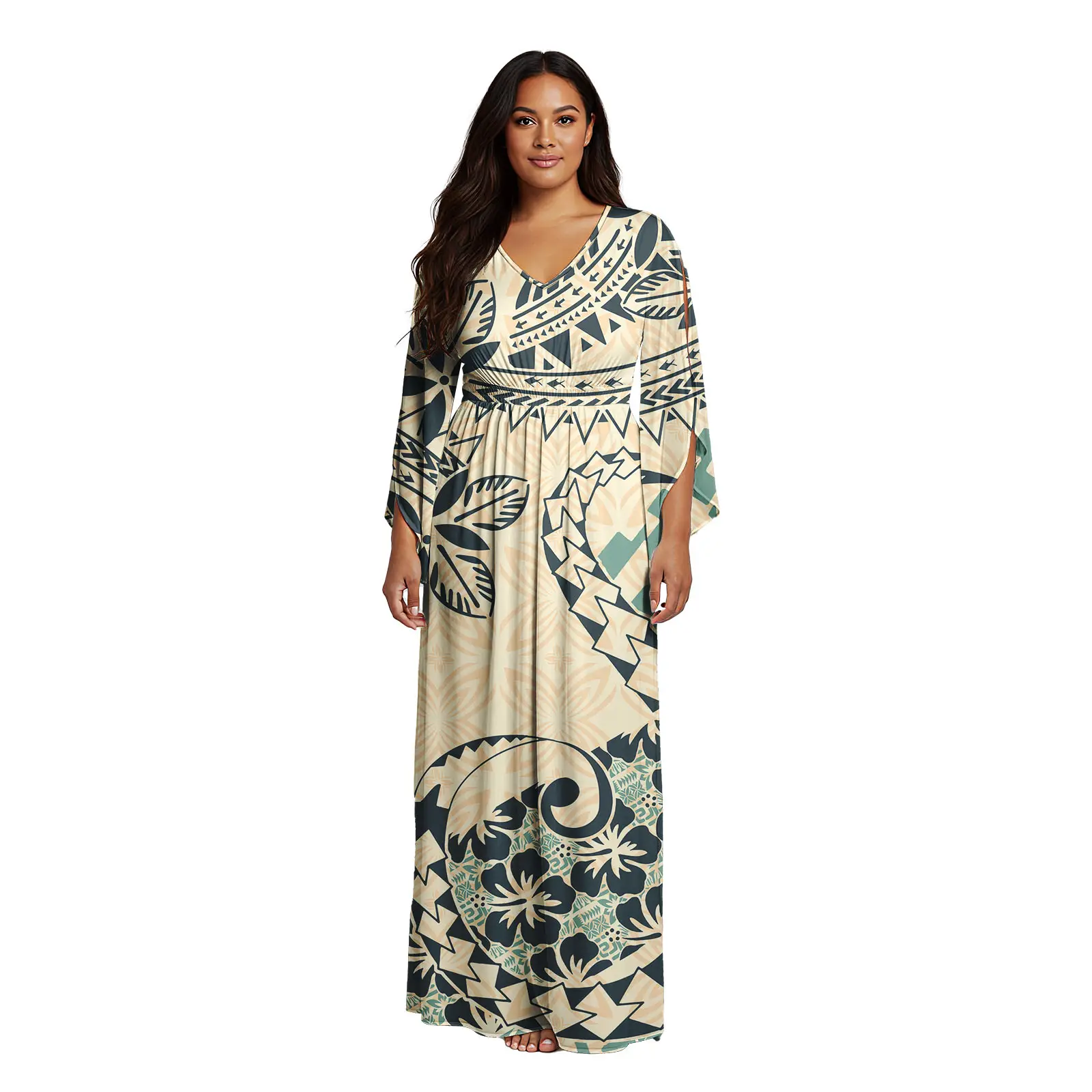 أحدث فستان نسائي برقبة على شكل حرف V مخصص مثير ثوب مسائي بولينيزيا ساموا القبلية تصميم فستان كاجوال #3