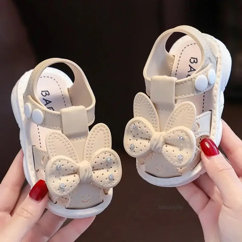 Baby Girls Summer Sandals 0-3Y Toddler Soft Sole Non Slip Closed Toe Hook Loop First Walker Shoes For Outdoor Wear - Image 4