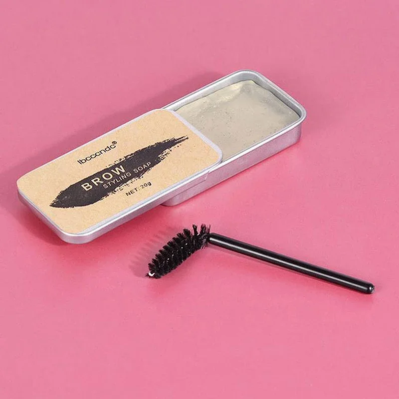 1 pçs natural transparente pomada sobrancelha estilo sabão sobrancelhas gel fixador de cera com escova maquiagem para mulheres cosméticos de sobrancelha