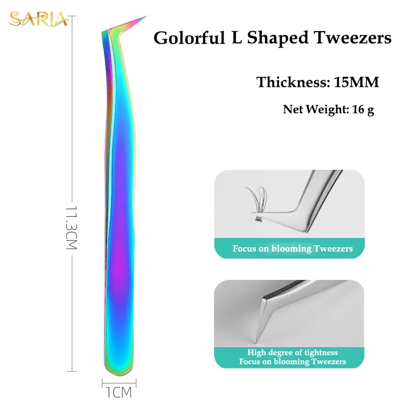 光沢のあるまつげエクステンションピンセットレインボーボリュームまつげピンセットさまざまな形状のメイクアップ用