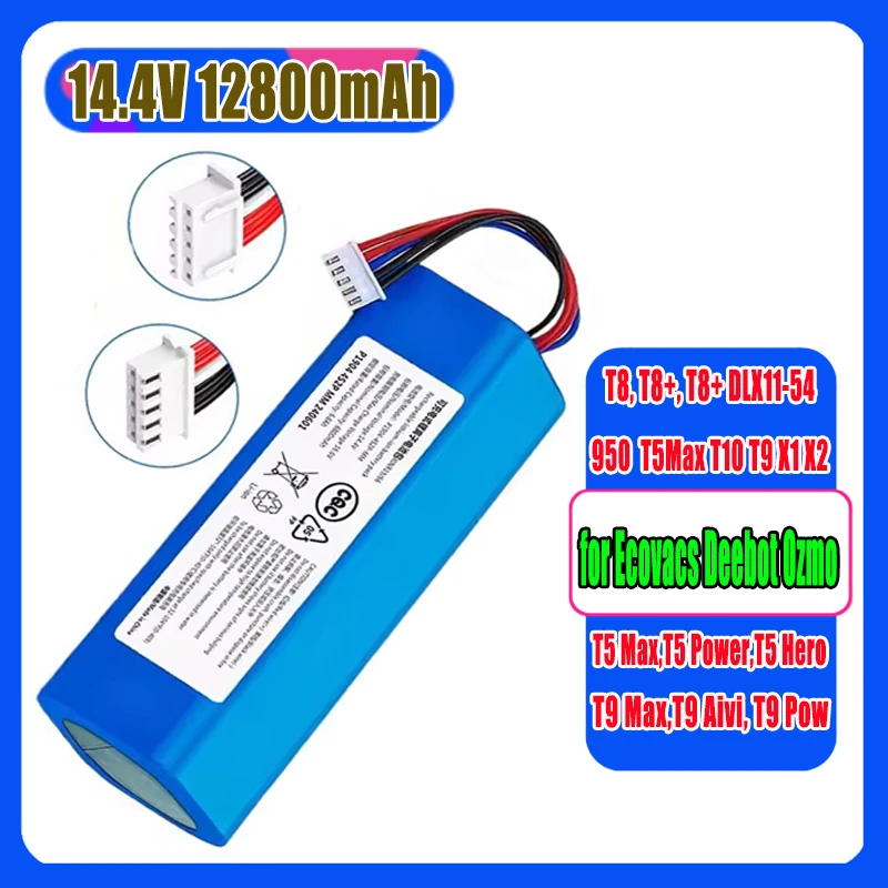 

Robot Battery 14.4V 12800mAh For Ecovacs Deebot Ozmo 950 T5 T8 T9 Aivi T10 T20 X1 Omni DX93 DX96 DBX11 DX65