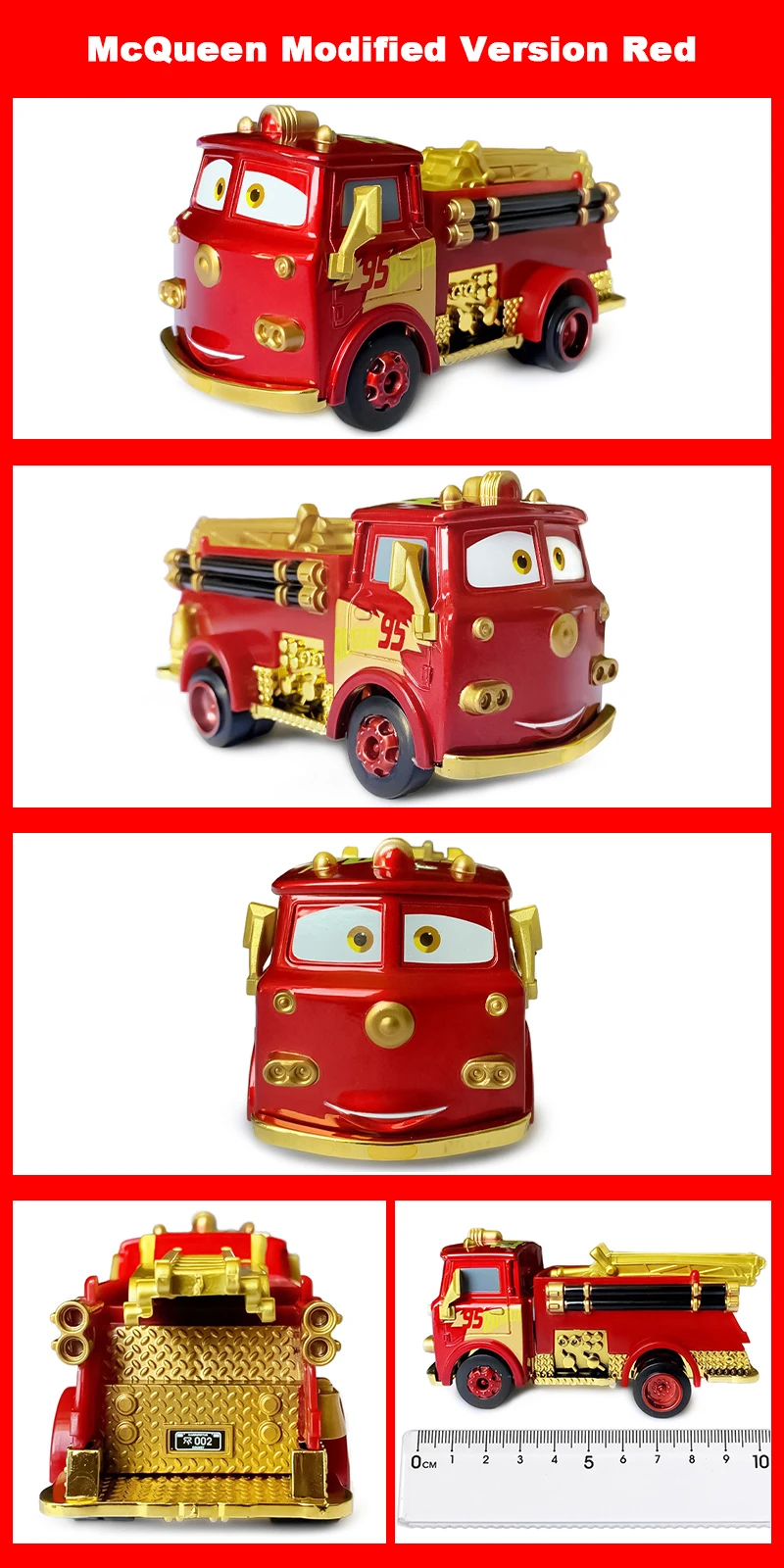 Cars 3 Vergoldetes Feuerwehrauto, Lightning McQueen, Luigi, Guido, Rennspielzeug, 1:55 Metall-Druckguss-Legierungsautos, Spielzeug, Geburtstagsgeschenke – Detail 1
