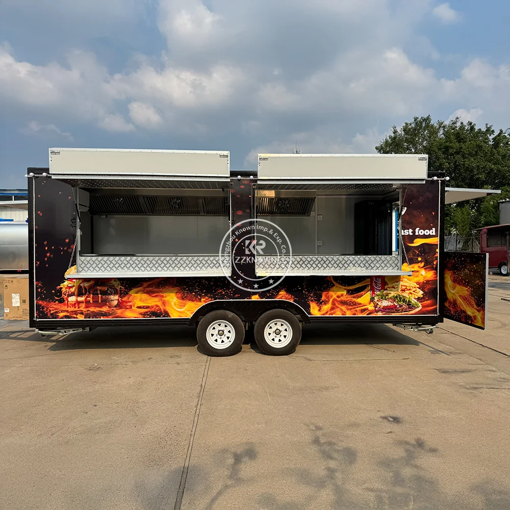 Aangepaste Food Truck Street Pizza Hamburger IJskar Mobiele Catering Trailers Concessie Fast Food Trailer Volledig uitgerust