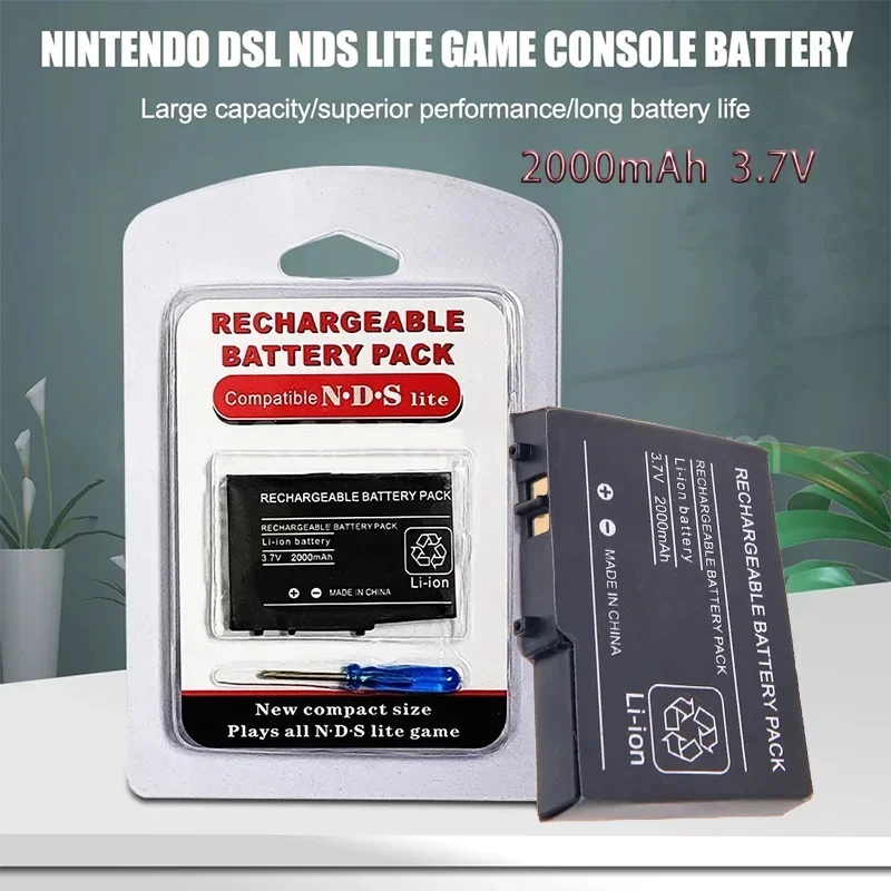 Nova bateria de íon de lítio OSTENT NDS recarregável 3.7V 2000mAh + kit de ferramentas para Nintendo DSL NDS Lite