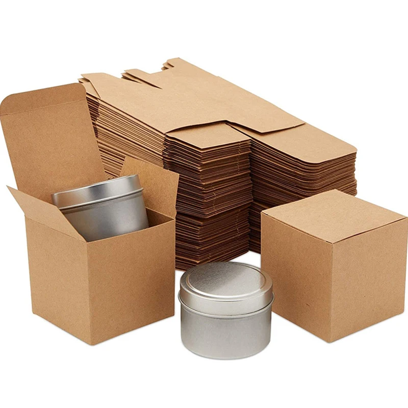 100pcs 4x4x4cm Kraft Paper Box Cosmetic Handmade Soap Candy Packing Box Small Gift Boxes For Baby Shower Wedding Birthday Party