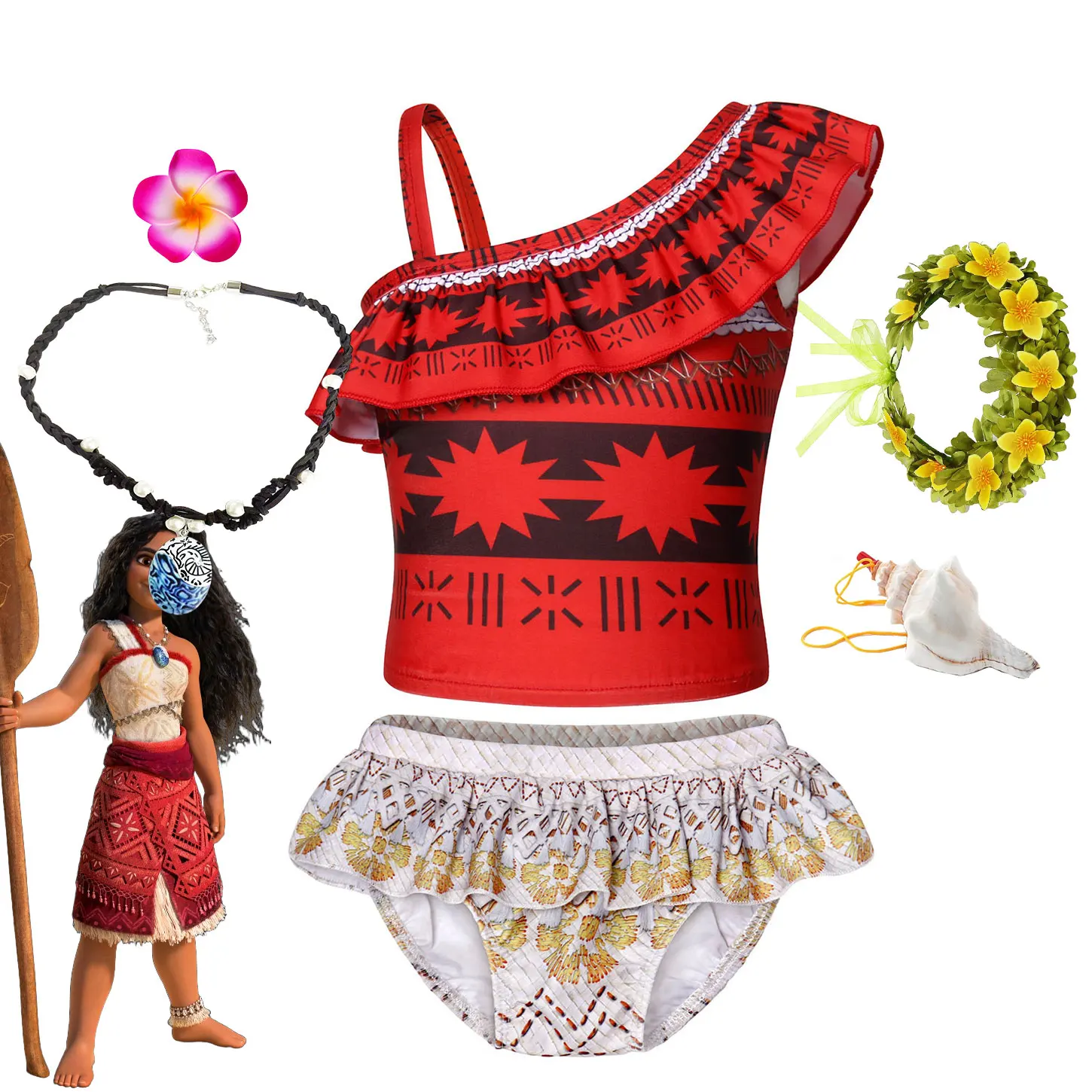Girl Summer Clothing Princess Swimsuit Moana Design Bikini Beach Two Pieces Set Toddler Swimming Pool Party Costume Bathing Suit