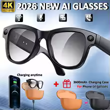 2026 4K HD AI Smart Glasses Chat GPT 800MP Camera Bluetooth Call 290mAh Battery 32GB Voice Assistant Control Smart Glasses 2026